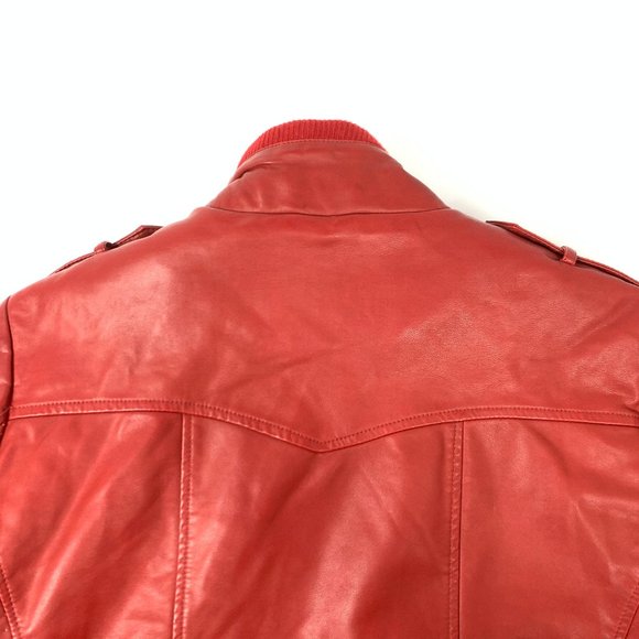 Levis Faux Red Leather Fleece Lined Truckers Jacket Medium - Picture 9 of 13